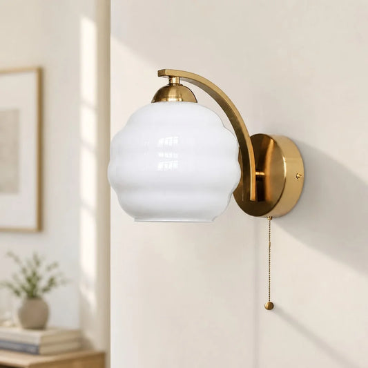 Marnie Vintage Bauhaus Milk Glass Wall Sconce