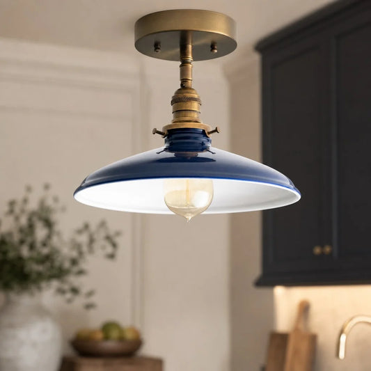 Melowe Modern Wide Brim Enamel Semi-Flush Ceiling Light