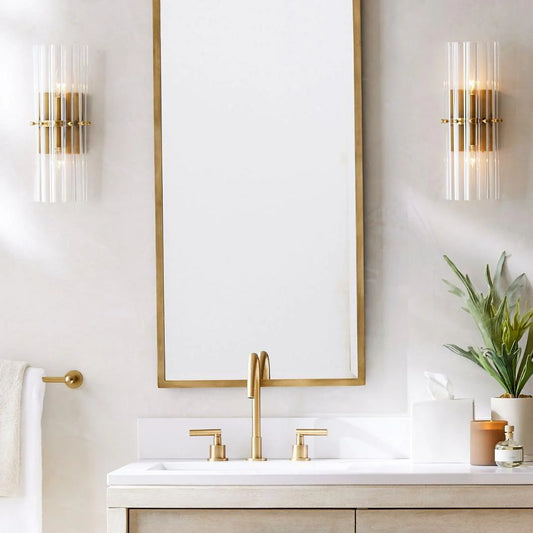 Merrick Luxury Ribbed Crystal Double Sconce