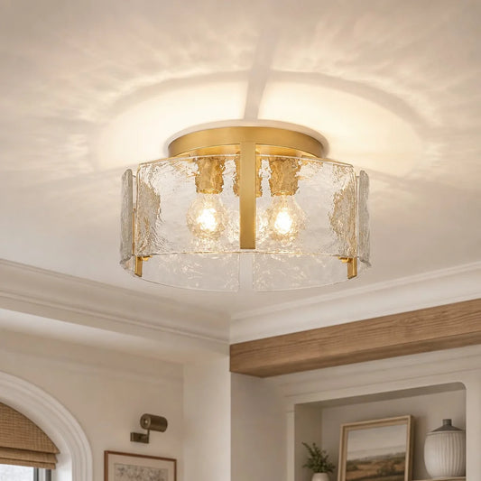 Mervin Modern Ripple Glass Drum Ceiling Lamp