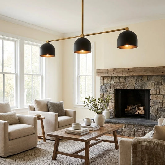 Metio Modern Minimalist Metal Dome Linear Chandelier