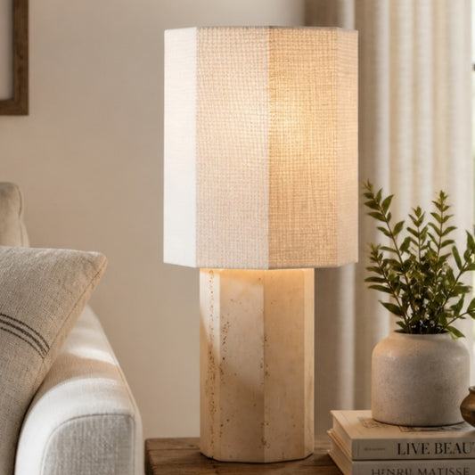 Mikey Modern Travertine Stone Table Lamp
