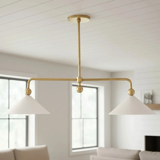 Mila Modern Linear Cone Brass Chandelier