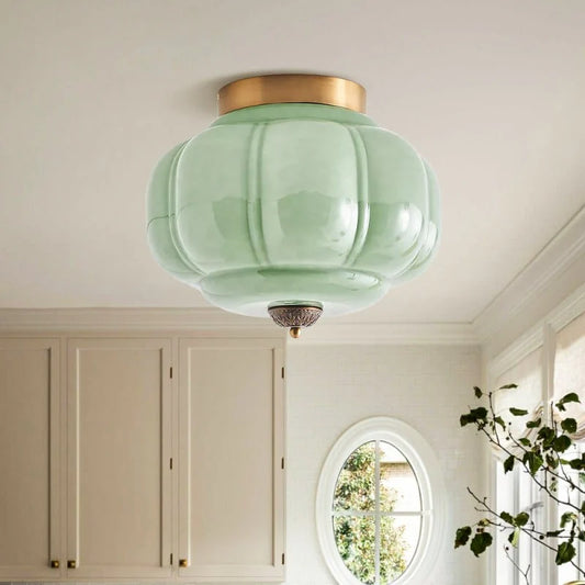 Lumi Vintage Milk Glass Semi Flush Mount Eloise Ceiling Light