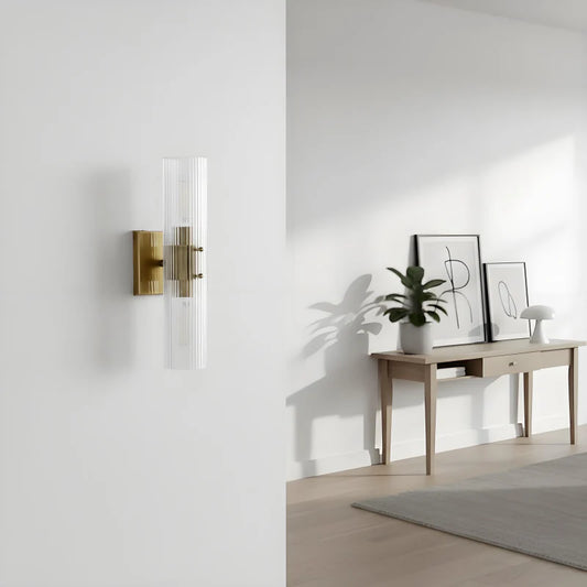 Milo Modern Ribbed Glass Column Wall Light