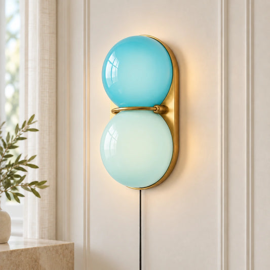 Mira Two Globe Glass Plug-in Wall Sconce