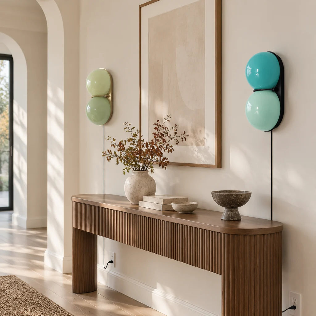 Mira Two Globe Glass Plug-in Wall Sconce - mixed medium