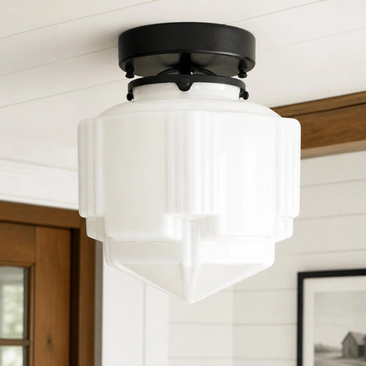 Miruna Art Deco Milk Glass Ceiling Light