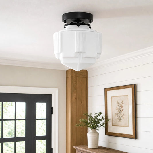 Miruna Art Deco Milk Glass Ceiling Light