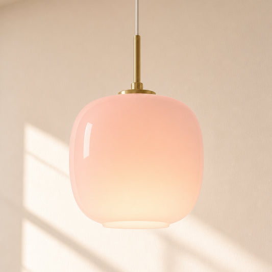 Misty Mid-Century Modern Brass Globe Glass Pendant Light