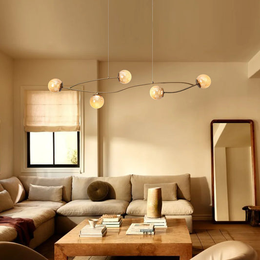 Modern 5 Light Glod Led Cracked Glass Globe Chandelier