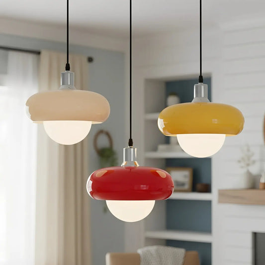 Modern Bauhaus Colored Round Glass Pendant Light