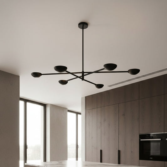 Modern Brass Intersecting-Arm Round Chandelier