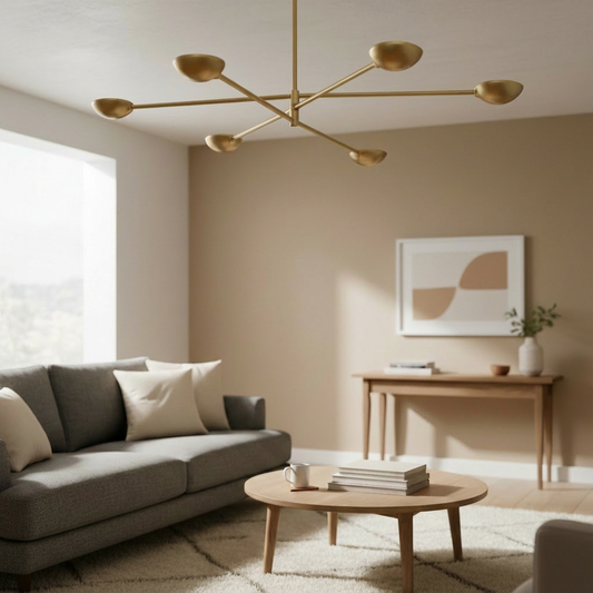 Modern Brass Intersecting-Arm Round Chandelier