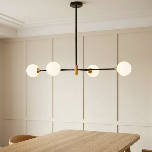 Modern Chandelier With Clear Frosted Globes - 2LCH2