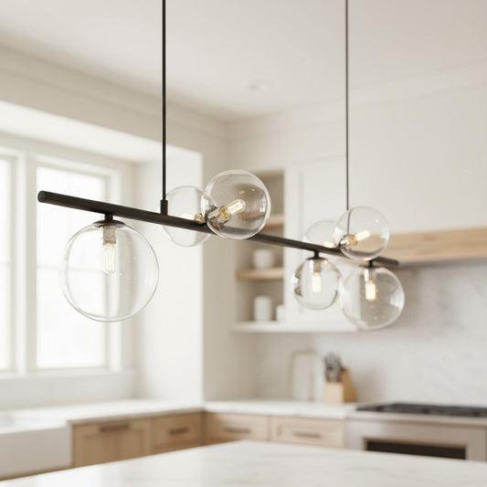 Modern Chandelier With Clear Globe - 1LCH2