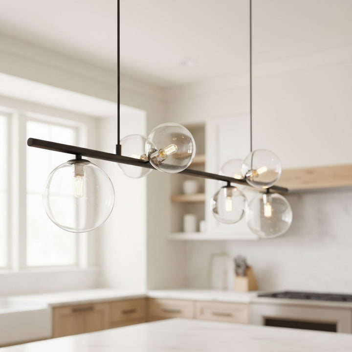 Modern Chandelier With Clear Globe - 1LCH2
