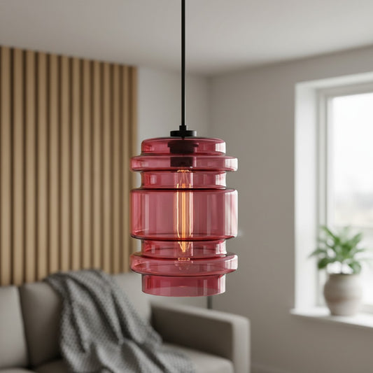 Modern Colorful Cylindrical Glass Pendant Light