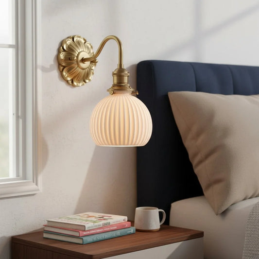 Modern Curved Arm Ceramic Wall Light
