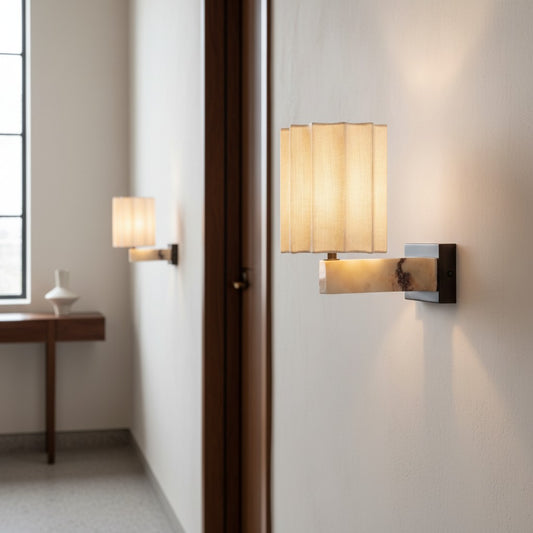 Modern Curved Linen Shade Wall Light