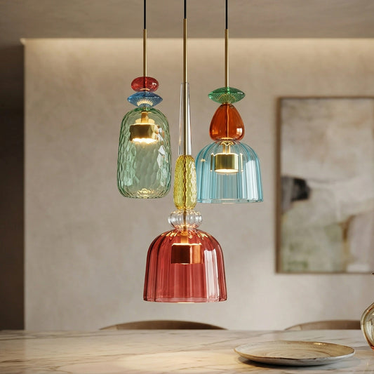 Modern Macaron Multi-Shape Glass Pendant Light