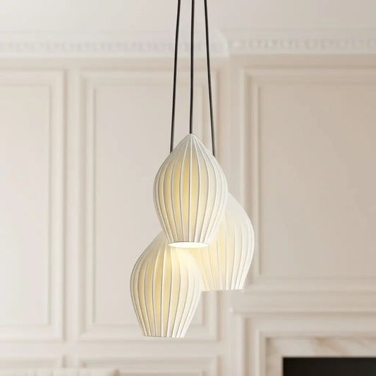 Modern Minimalist Ribbed Ceramic Pendant Light