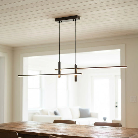 Modern Minimalist Sleek Metal Rod Chandelier
