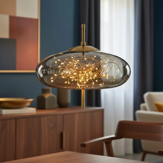 Modern Nordic Cylinder Oval Glass Pendant Light