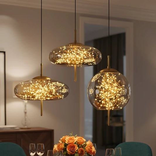 Modern Nordic Cylinder Oval Glass Pendant Light