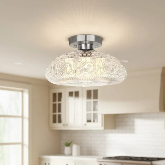 Modern Oval Pattern Glass Ceiling Light