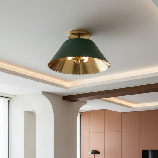 Modern Scalloped Leather Ceiling Light