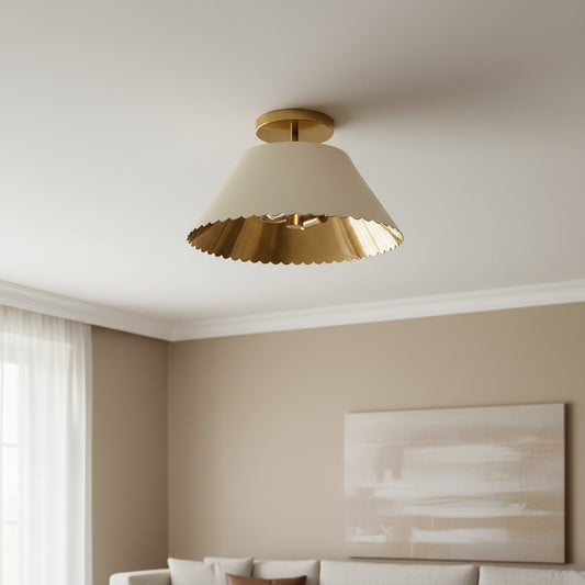 Modern Scalloped Leather Ceiling Light
