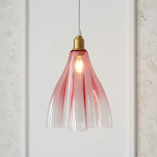 Modern Stained Fluted Glass Pendant Light