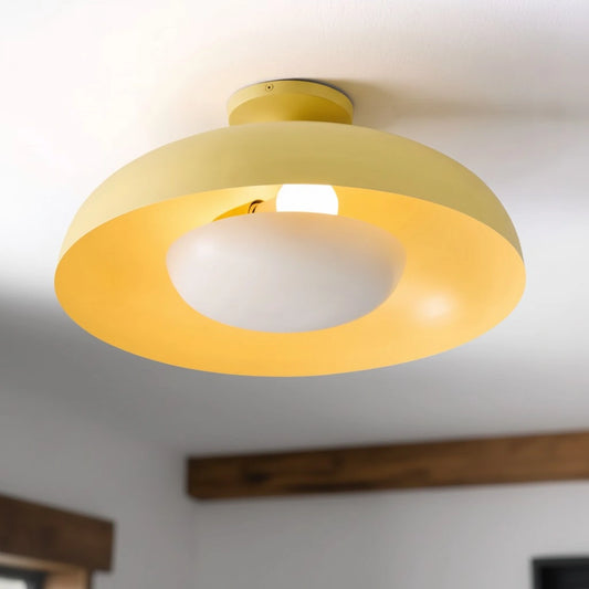 Modern Yellow Metal Round Ceiling Light