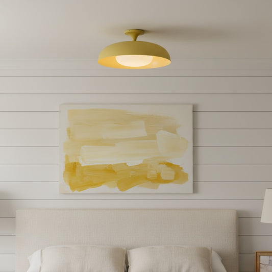 Modern Yellow Metal Round Ceiling Light