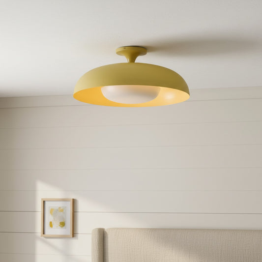 Modern Yellow Metal Round Ceiling Light