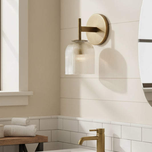 Modern Farmhouse Cooper Ribbed Glass Wall Sconce for Bathroom