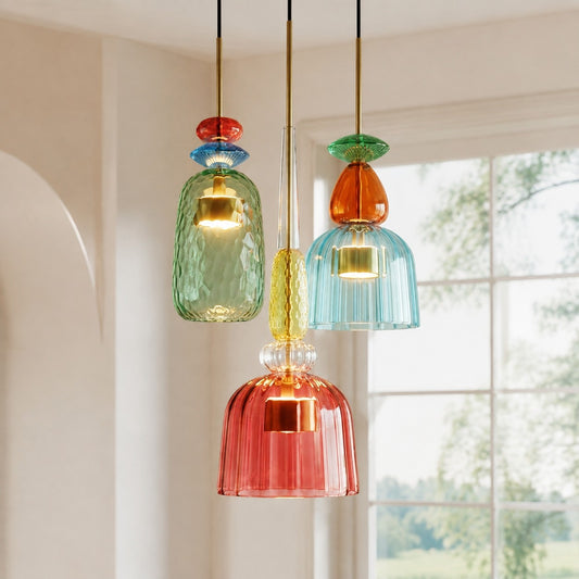 Modern Macaron Multi-Shape Glass Pendant Light