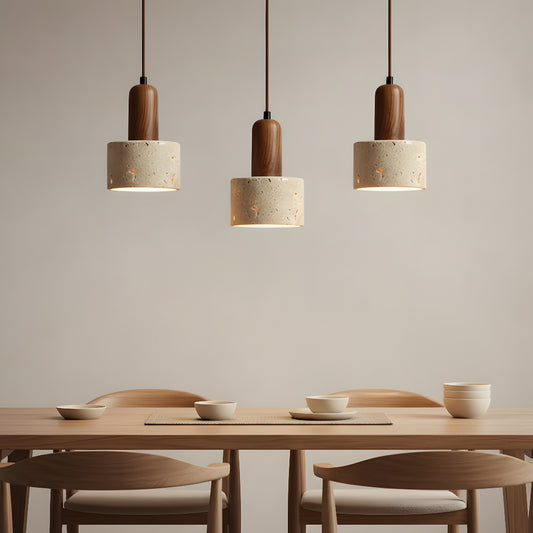 Modern Wabi-Sabi Travertine Pendant Light for Dining Room Kitchen Island