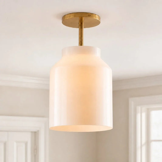 Evren Minimalist Morandi Metal/Glass Ceiling Light