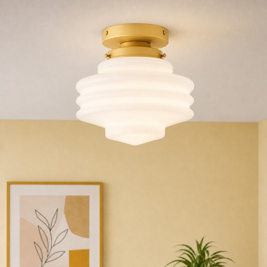 Morwen Art Deco Colorful Ribbed Glass Ceiling Light