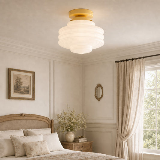 Morwen Art Deco Colorful Ribbed Glass Ceiling Light