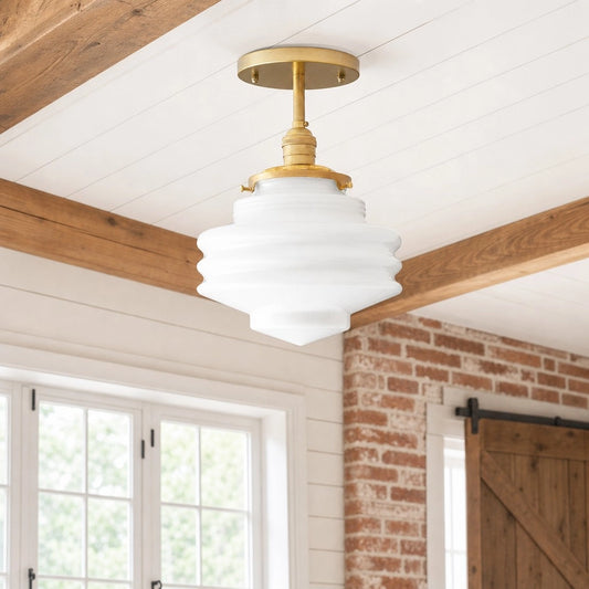 Myrtle Art Deco Glass Semi-flush Ceiling Light