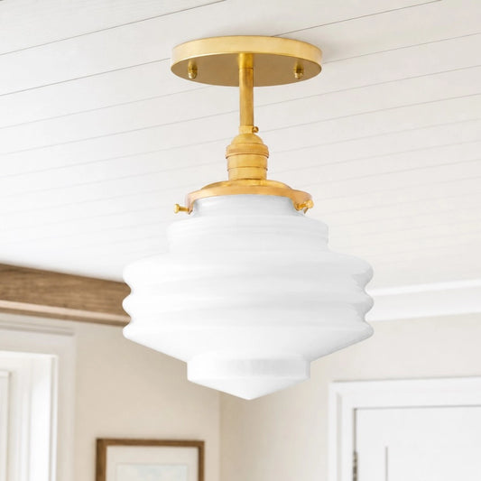 Myrtle Art Deco Glass Semi-flush Ceiling Light