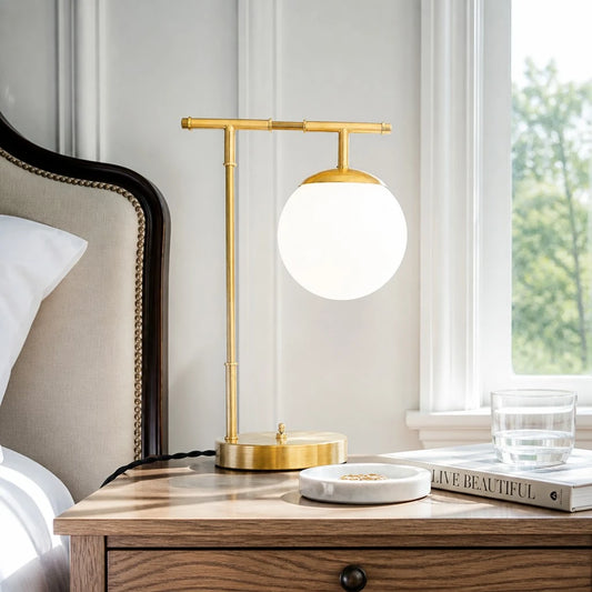 Naelis Mid-Century Globe Glass T-Bar Table Light