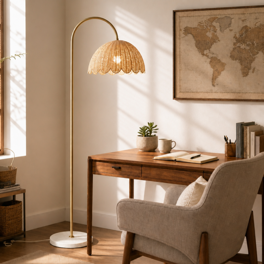 Naomi Natural Rattan Bubble Floor Lamp