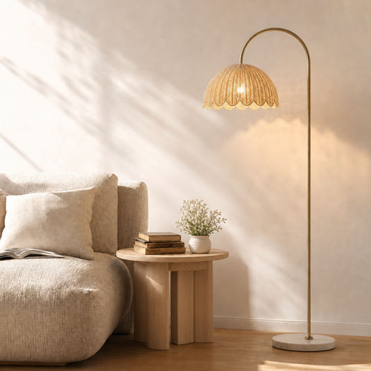 Naomi Natural Rattan Bubble Floor Lamp
