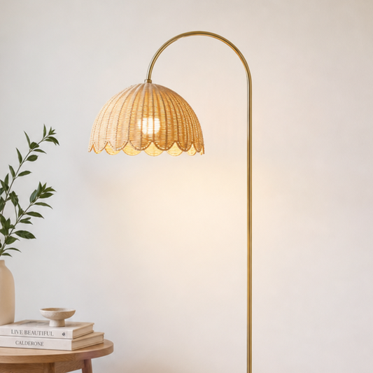 Naomi Natural Rattan Bubble Floor Lamp
