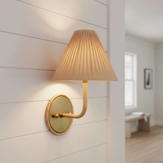 Riva Natural Woven Rattan Cone Wall Sconce