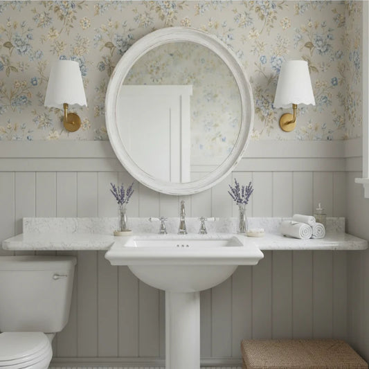 Neptune Rechargeable Scalloped-shape Linen Wall Sconce